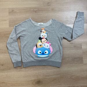 Disney Store Tsum Tsum Mickey Minnie Sweatshirt Pullover Gray Sz M